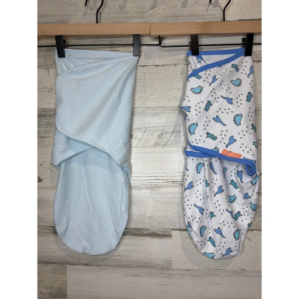 SwaddleMe Amelia Phoebe Swaddle Bundle Boys S/M Blue Dino Print Cotton EUC